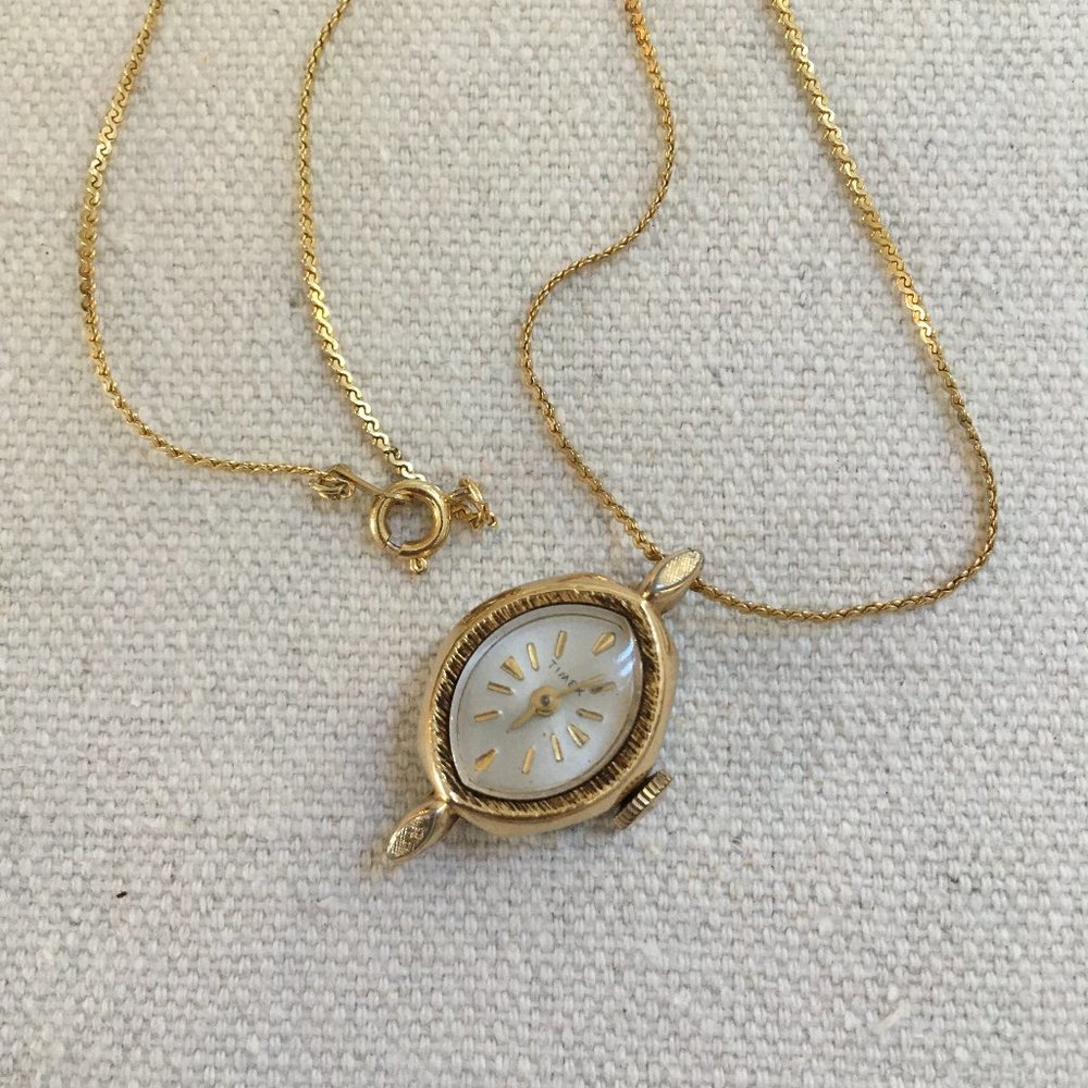 Vintage Timex Watch Pendant Necklace